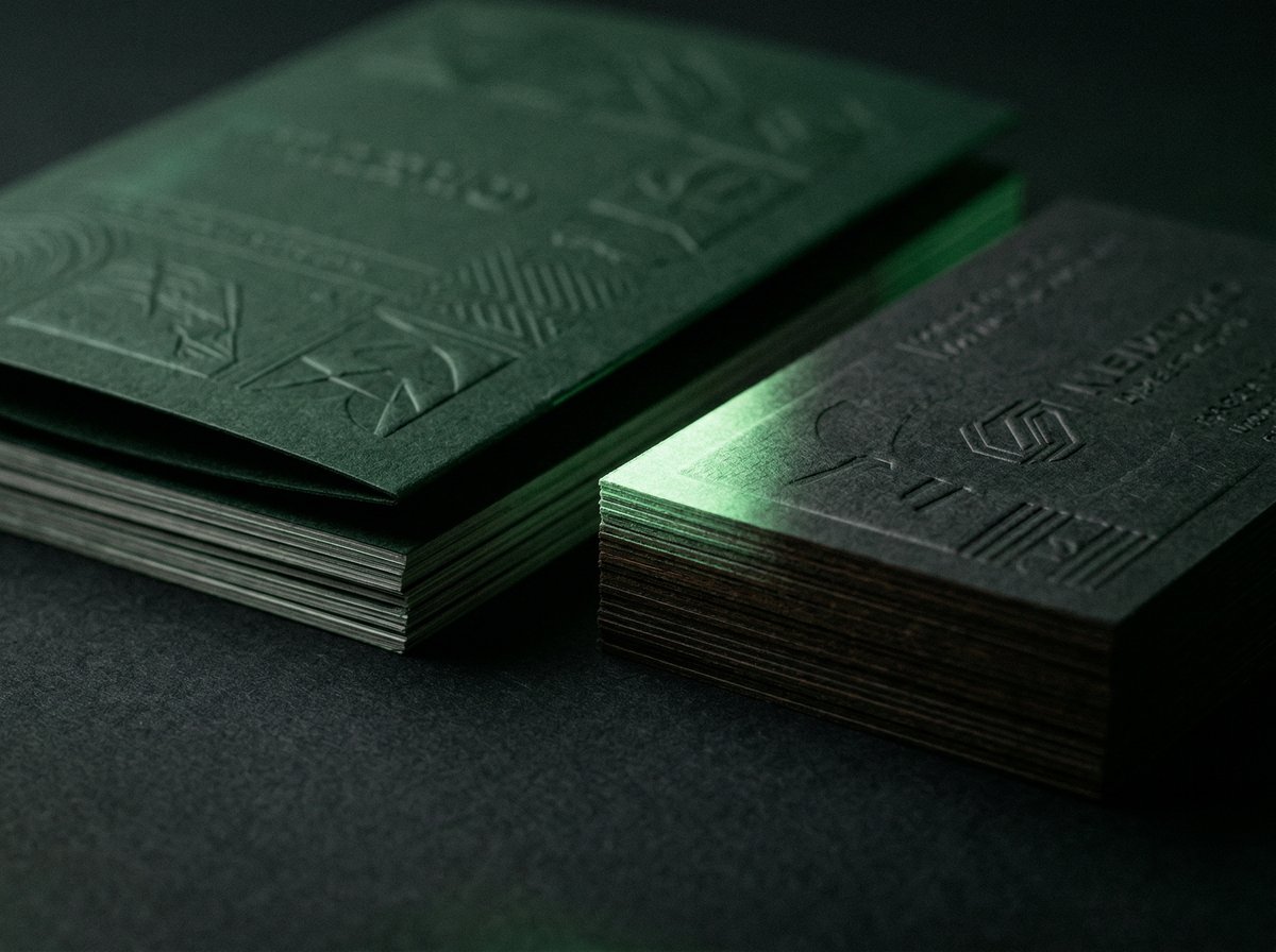 Materiały reklamowe premium — wizytówki i broszury z tłoczeniem